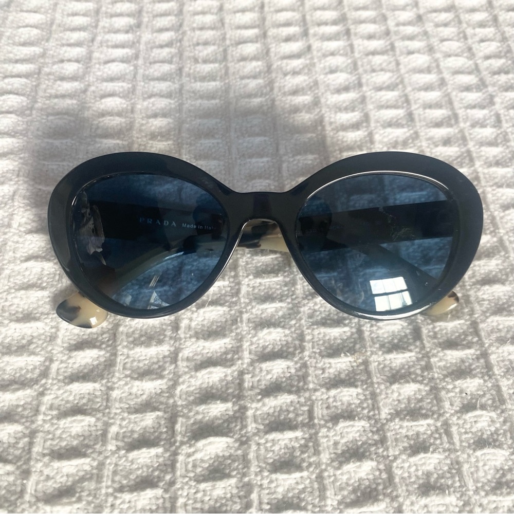 Prada PR01YS sunglasses black frames ivory havana temple